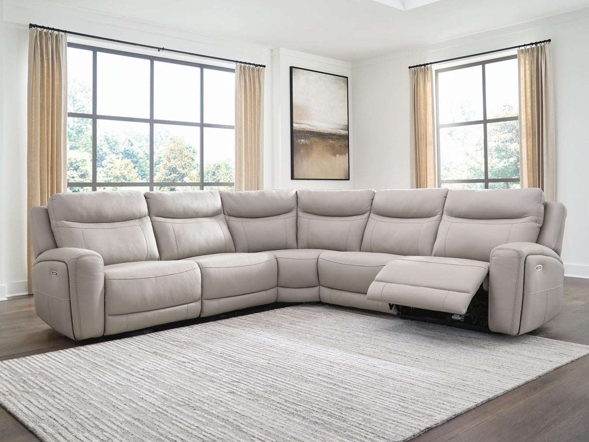 Gravier - 5-Piece Power Reclining Sectional - Gray