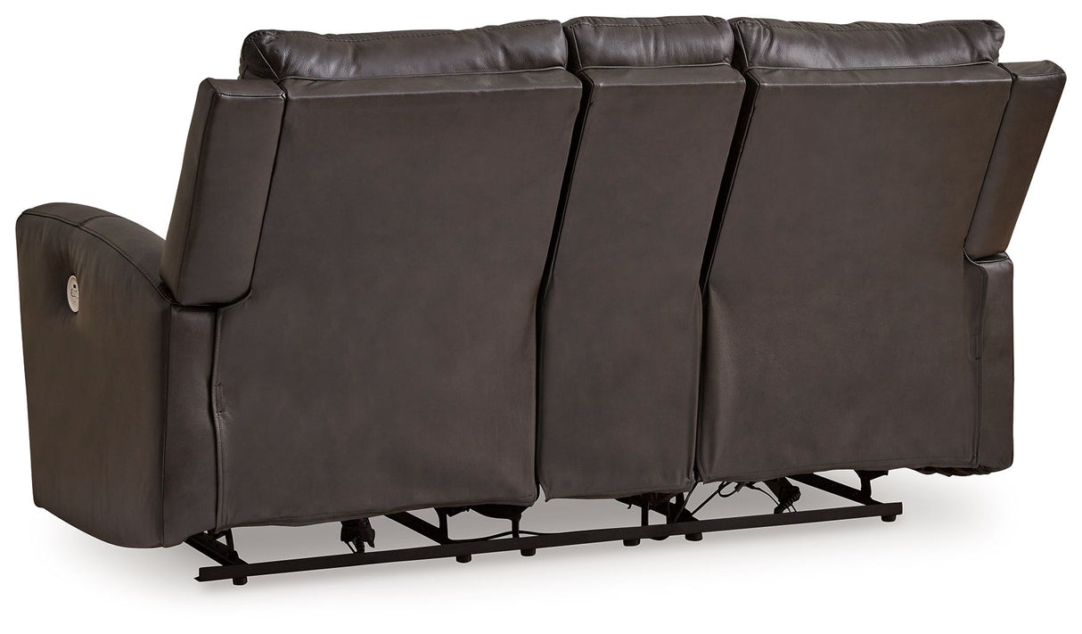 Boxmere - Storm - Dbl Power Reclining Loveseat with Console by Signature Design by Ashley® | Bel Furniture