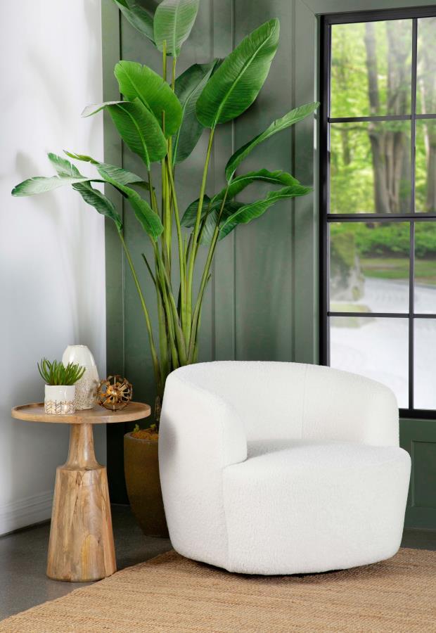 Hudson - Faux Sheepskin Upholstered Swivel Chair - Natural by CoasterElevations | Bel Furniture