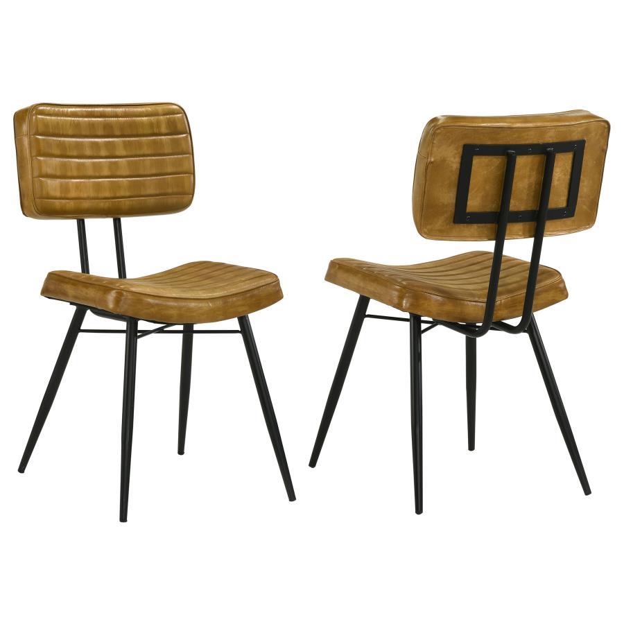 Misty - Leather Upholstered Dining Side Chair (Set of 2) - Camel by CoasterEssence | Bel Furniture