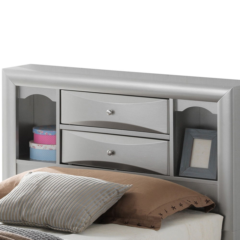 Modern Design Storage Bed With Bookcase Headboard