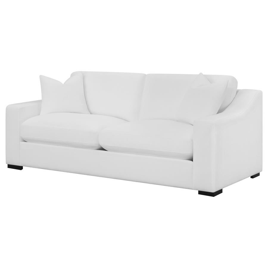 Ashlyn - Upholstered Sloped Arm Sofa - White by CoasterElevations | Bel Furniture
