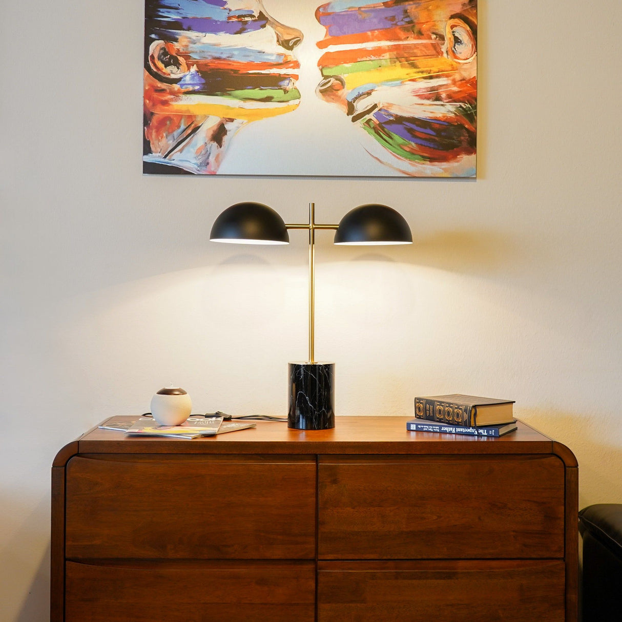 Nova - Hydro Table Lamp With On / Off Switch Double Lamp - Black / Gold / Marble by Ashcroft Furniture | Bel Furniture