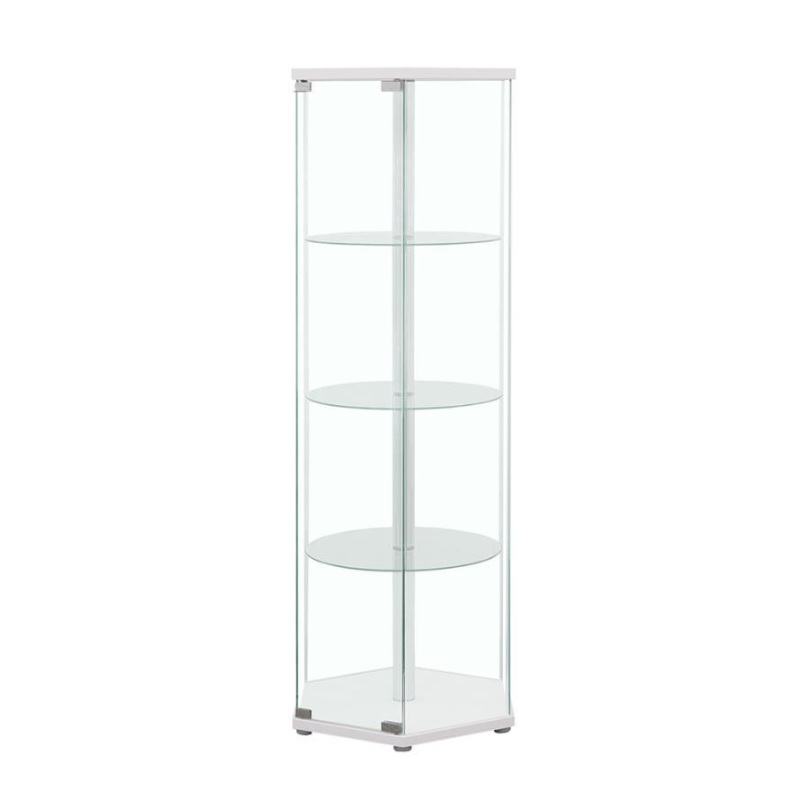 Zahavah - 4-Shelf Hexagonal Clear Glass Curio Cabinet by CoasterEveryday | Bel Furniture
