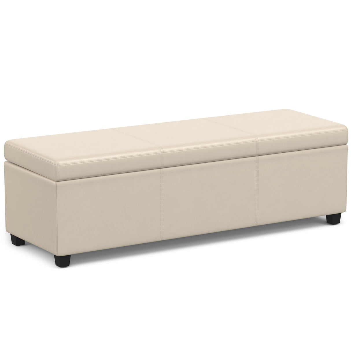 Avalon - Multifunctional Storage Ottoman Bench Beige 53.9"W x 18"D x 16.1"H Faux Leather by Simpli-Home | Bel Furniture