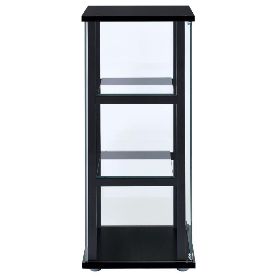 Cyclamen - 3-Shelf Clear Glass Curio Display Cabinet - Black by CoasterEveryday | Bel Furniture