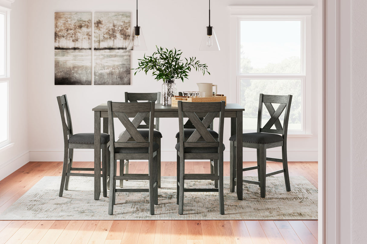 Caitbrook - Gray - Rect Drm Counter Table Set (Set of 7) by Signature Design by Ashley® | Bel Furniture