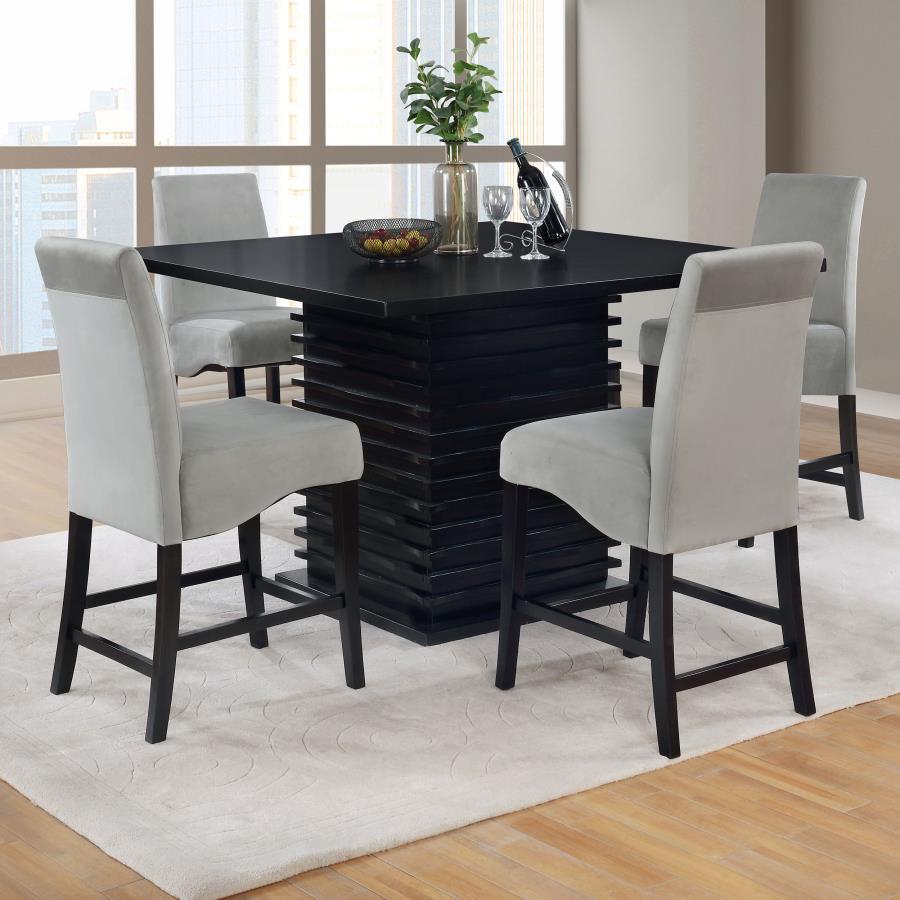 Stanton - Square Counter Height Dining Table Set Black 5 Pc. Table, 4 Chairs by CoasterEveryday | Bel Furniture
