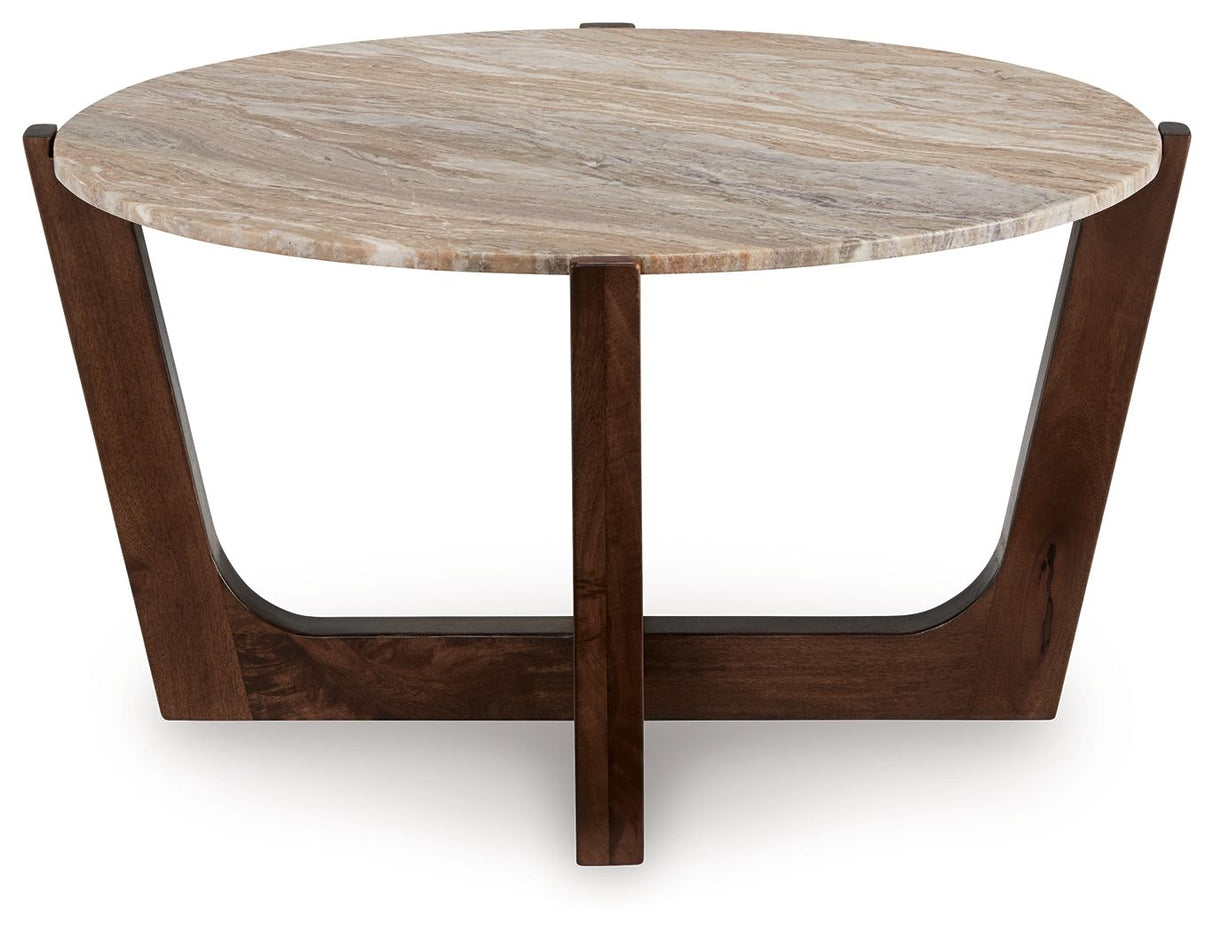 Tanidore - Warm Brown - Round Cocktail Table by Signature Design by Ashley® | Bel Furniture