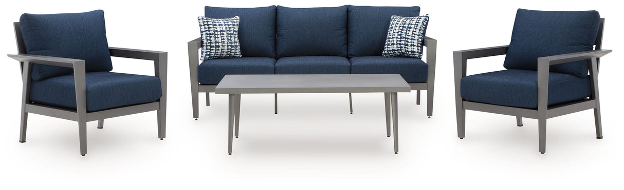 Gali - Gray / Blue - Sofa / Chairs / Table Set (Set of 4) by Signature Design by Ashley® | Bel Furniture
