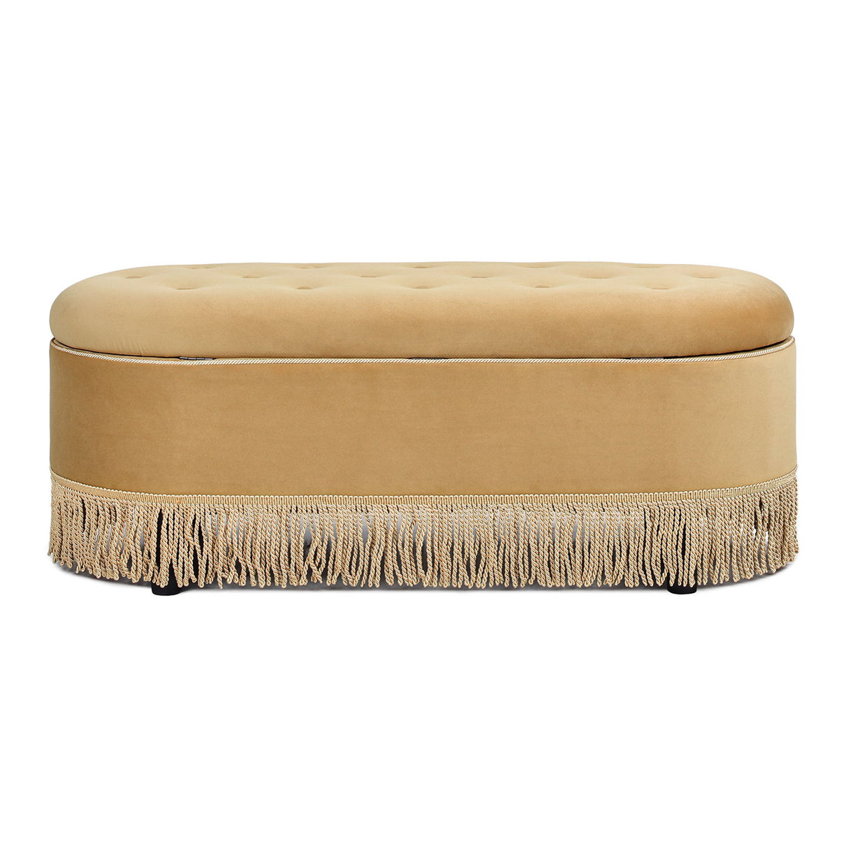 Melinda - Oval Tufted Bullion Fringe Storage Bench by Jennifer Taylor Home | Bel Furniture