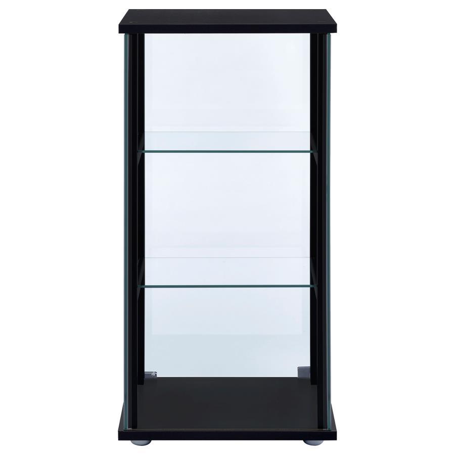 Cyclamen - 3-Shelf Clear Glass Curio Display Cabinet - Black by CoasterEveryday | Bel Furniture