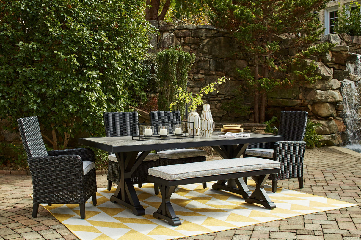 Beachcroft - Bench With Cushion - Black / Light Gray