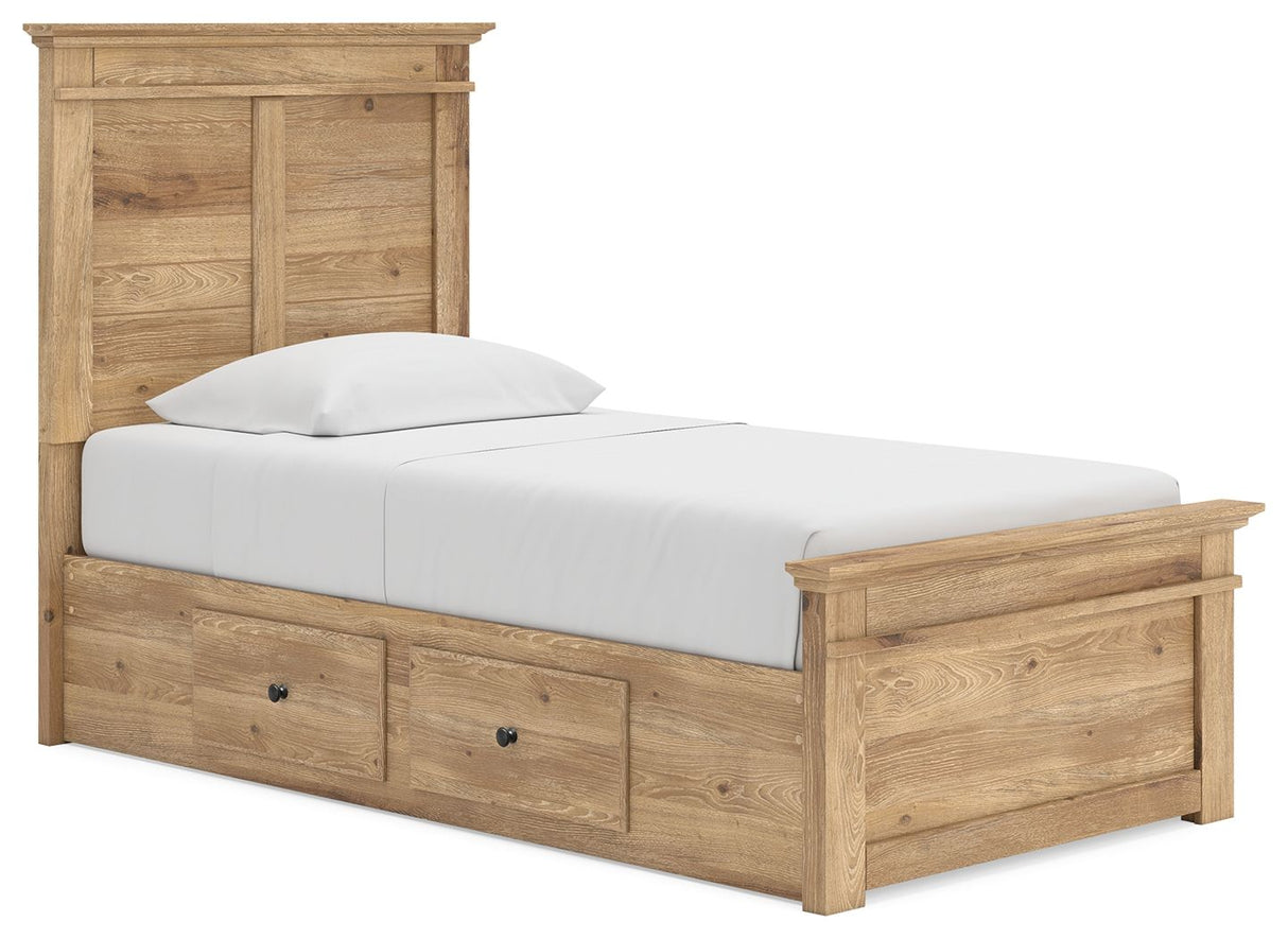 Makidern - Panel Storage Bed With 2 Under Bed Storage Units