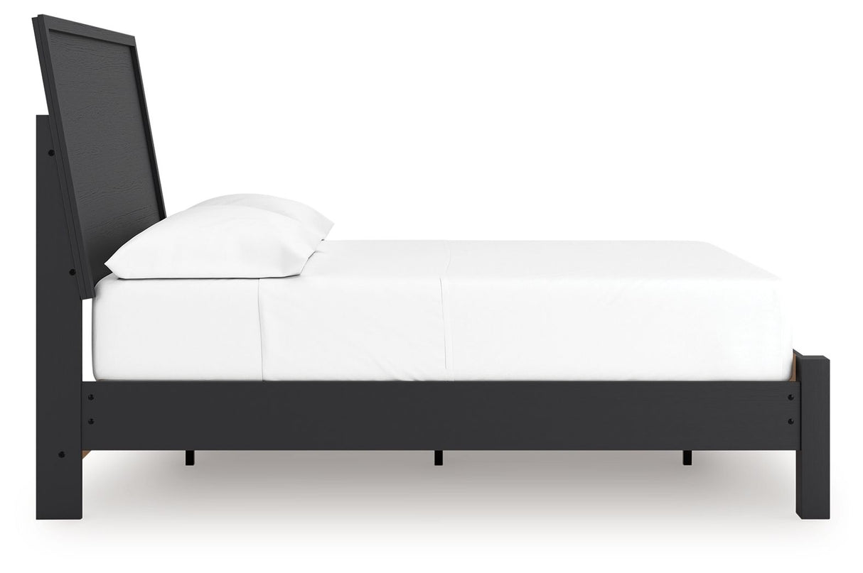 Danziar - Full Panel Bed With Low Footboard - Black