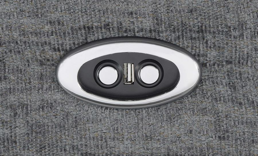 Bahrain - Upholstered Motion Loveseat Dark Gray Power Reclining by CoasterEssence | Bel Furniture