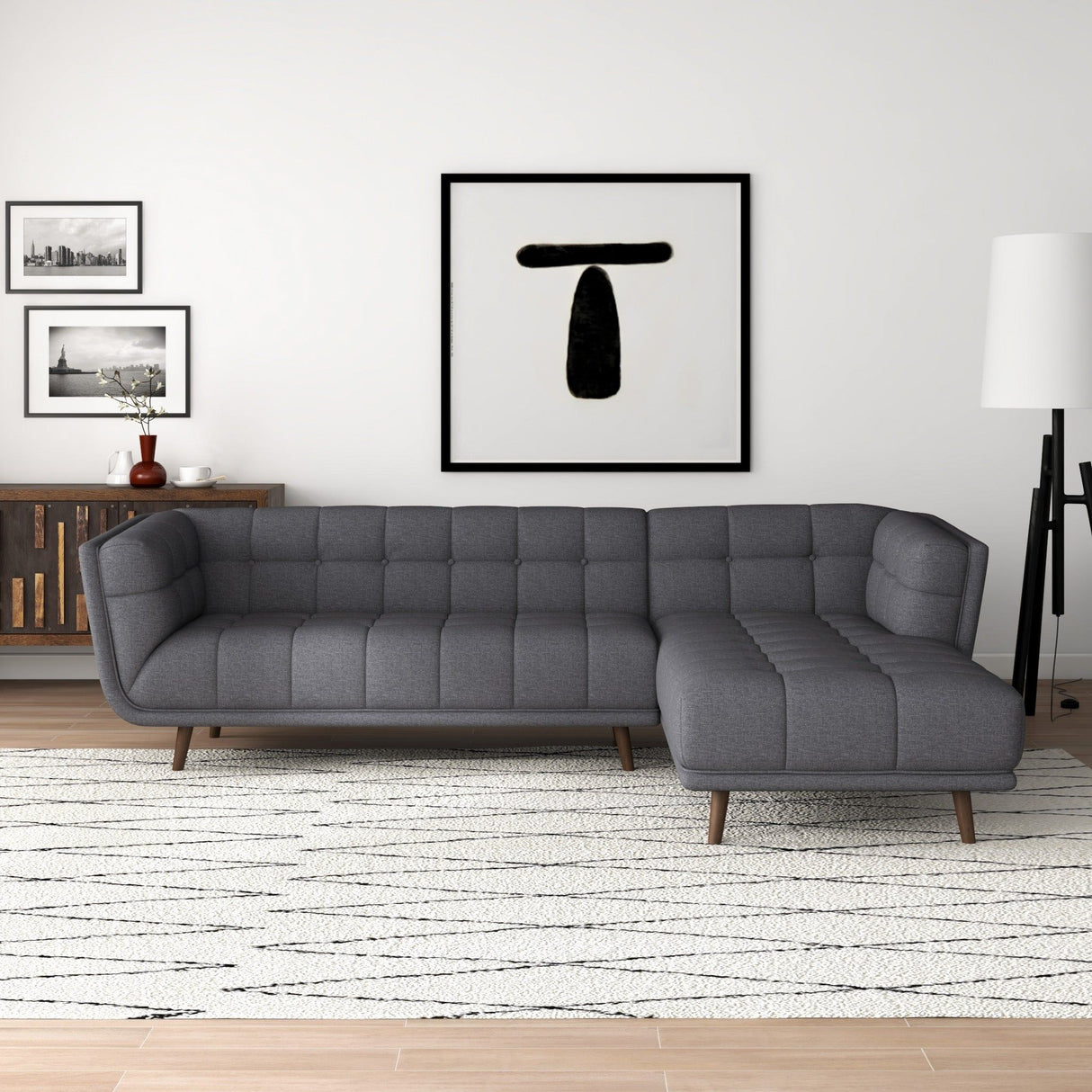 Addison - L Shape Sectional Sofa Tufted
