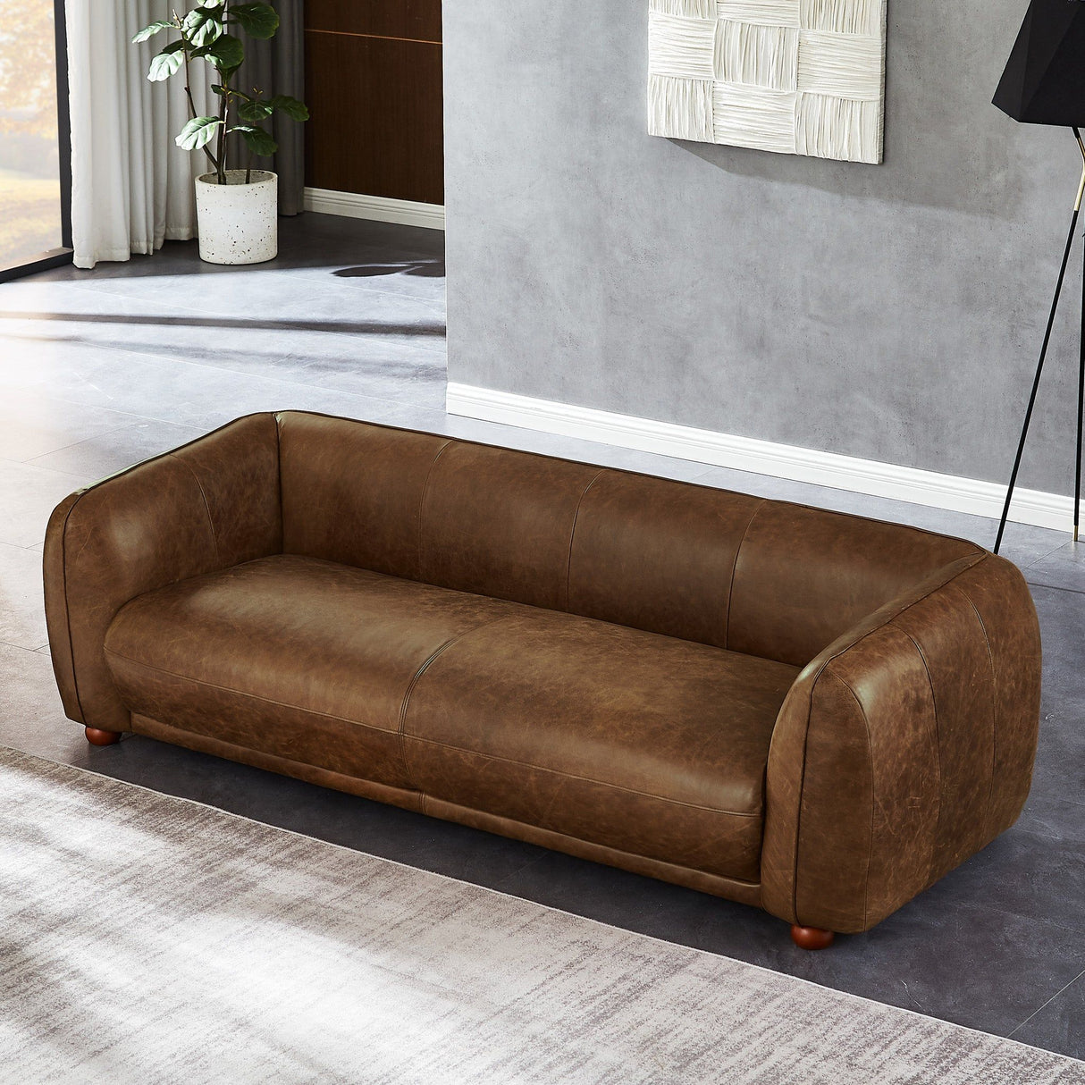 Marlon - Luxury Italian Leather Sofa - Brown / Rustic