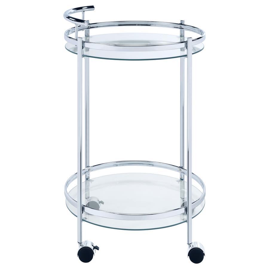 Chrissy - Round Glass Shelf Metal Bar Cart by CoasterEveryday | Bel Furniture
