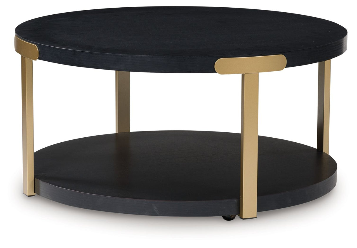 Shylore - Black / Brass Finish - Occasional Table Set (Set of 3) by Signature Design by Ashley® | Bel Furniture