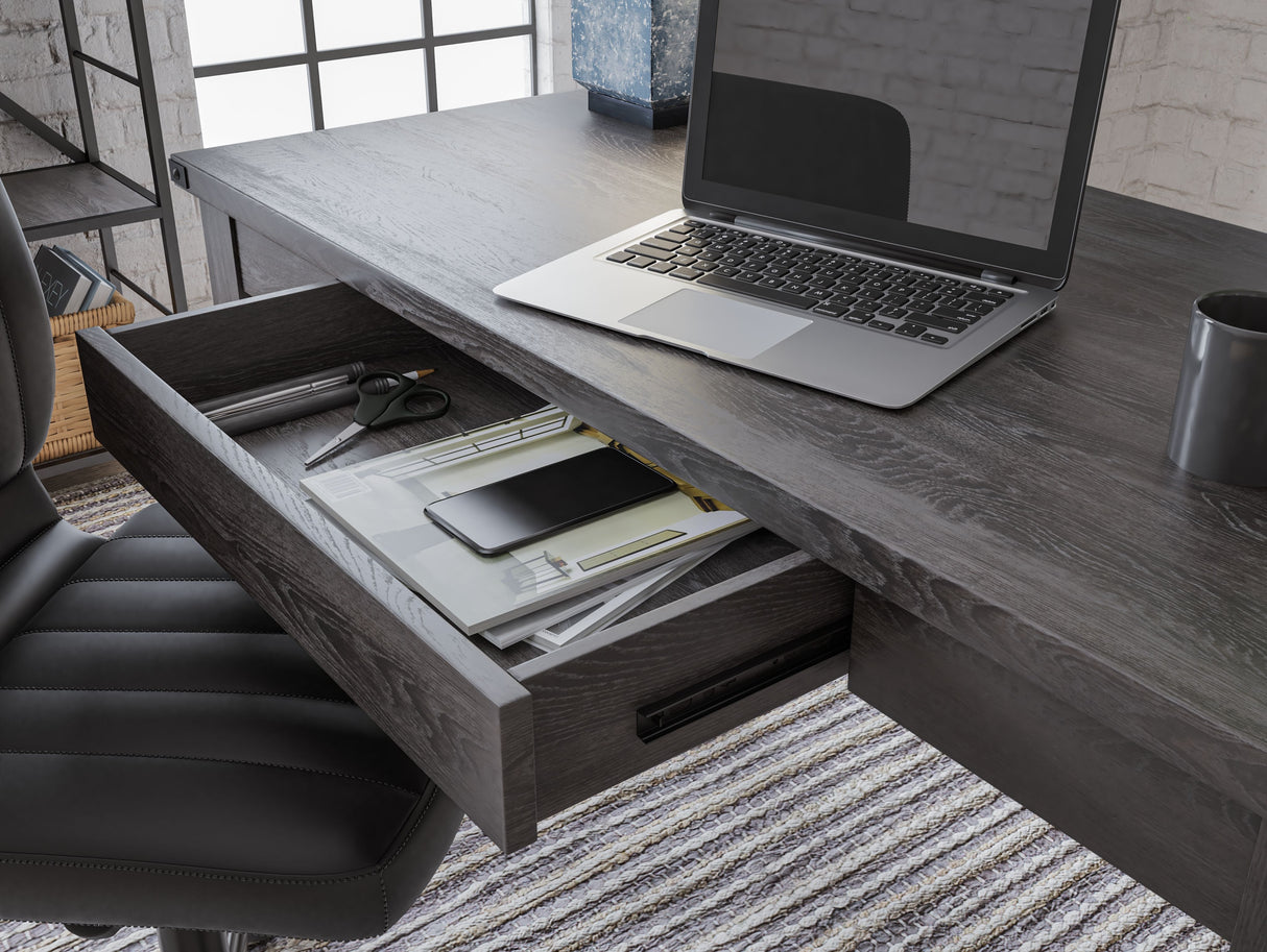 Freedan - Grayish Brown - Home Office Desk by Signature Design by Ashley® | Bel Furniture