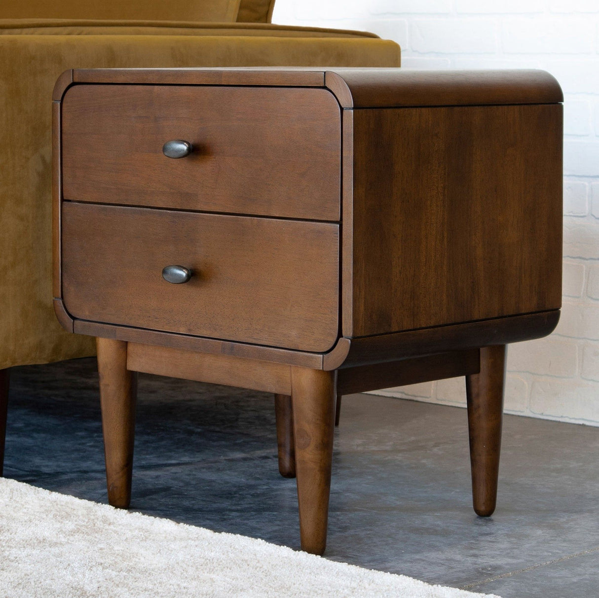Alexa - Mid-Century Modern Style Night Stand - Brown by Ashcroft Furniture | Bel Furniture