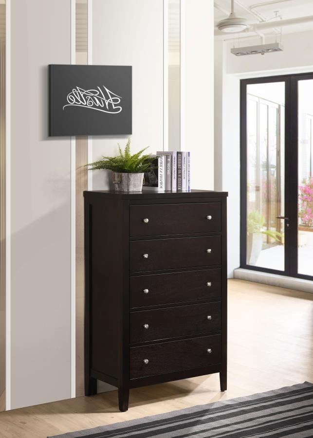 Carlton - 5-Drawer Bedroom Chest - Cappuccino by CoasterEveryday | Bel Furniture