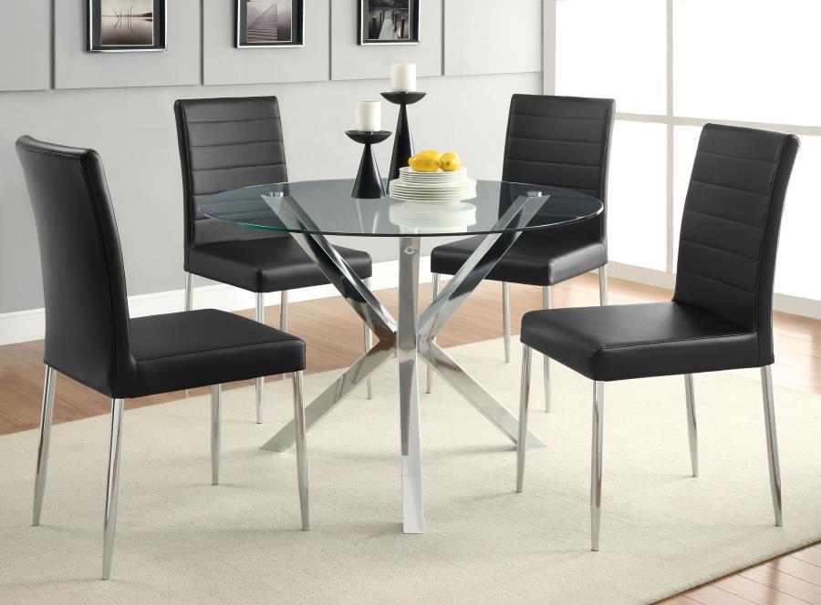 Vance - Round Glass Top Asterisk Dining Table - Chrome by CoasterEveryday | Bel Furniture