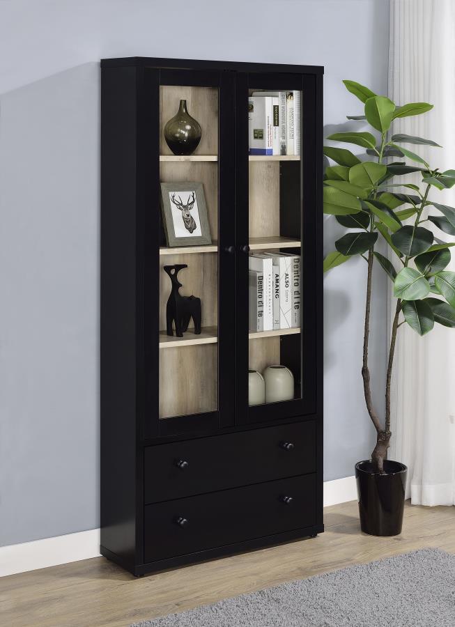 Hawthorne - 4-Shelf Glass Door Tall Cabinet With Drawers by Coaster Fine Furniture | Bel Furniture