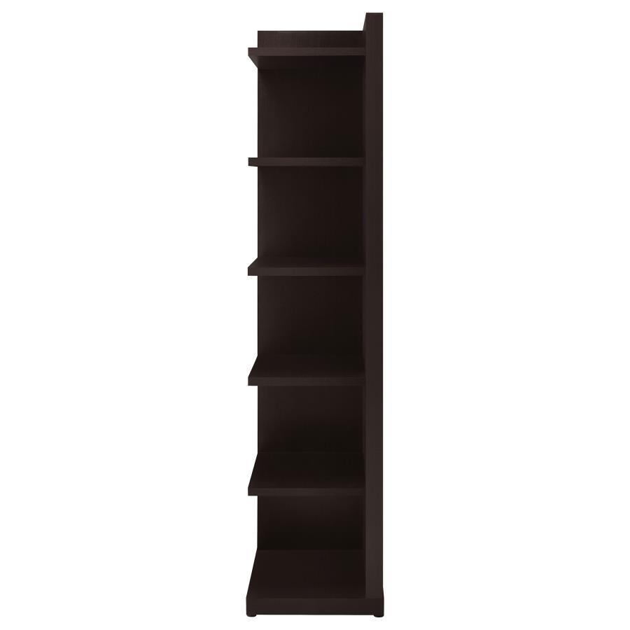 Alder - 6-Shelf Corner Bookcase - Cappuccino by CoasterEveryday | Bel Furniture