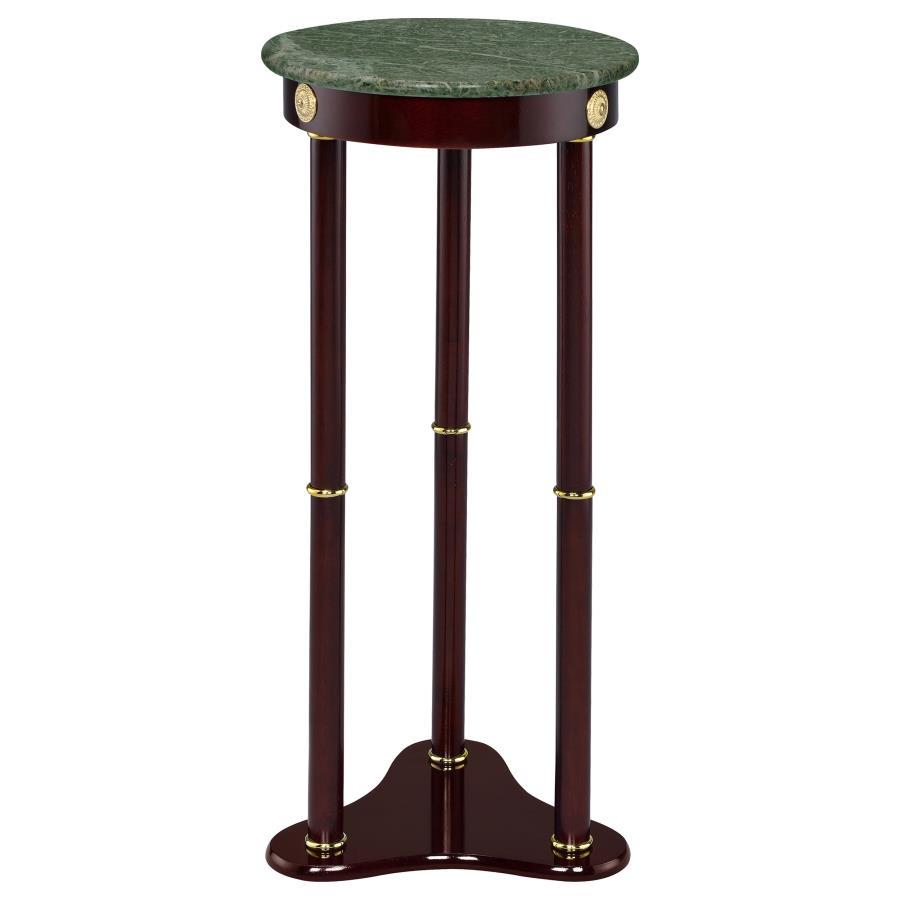 Edie - Round Marble Top Accent Side Table - Merlot by CoasterEveryday | Bel Furniture
