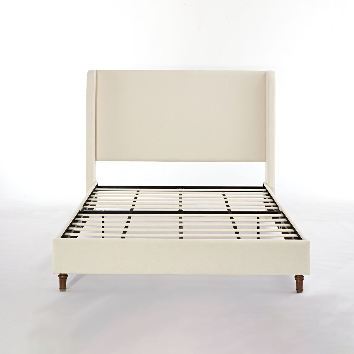 Harper California King Size Tall Headboard Upholstered Bed Ivory
