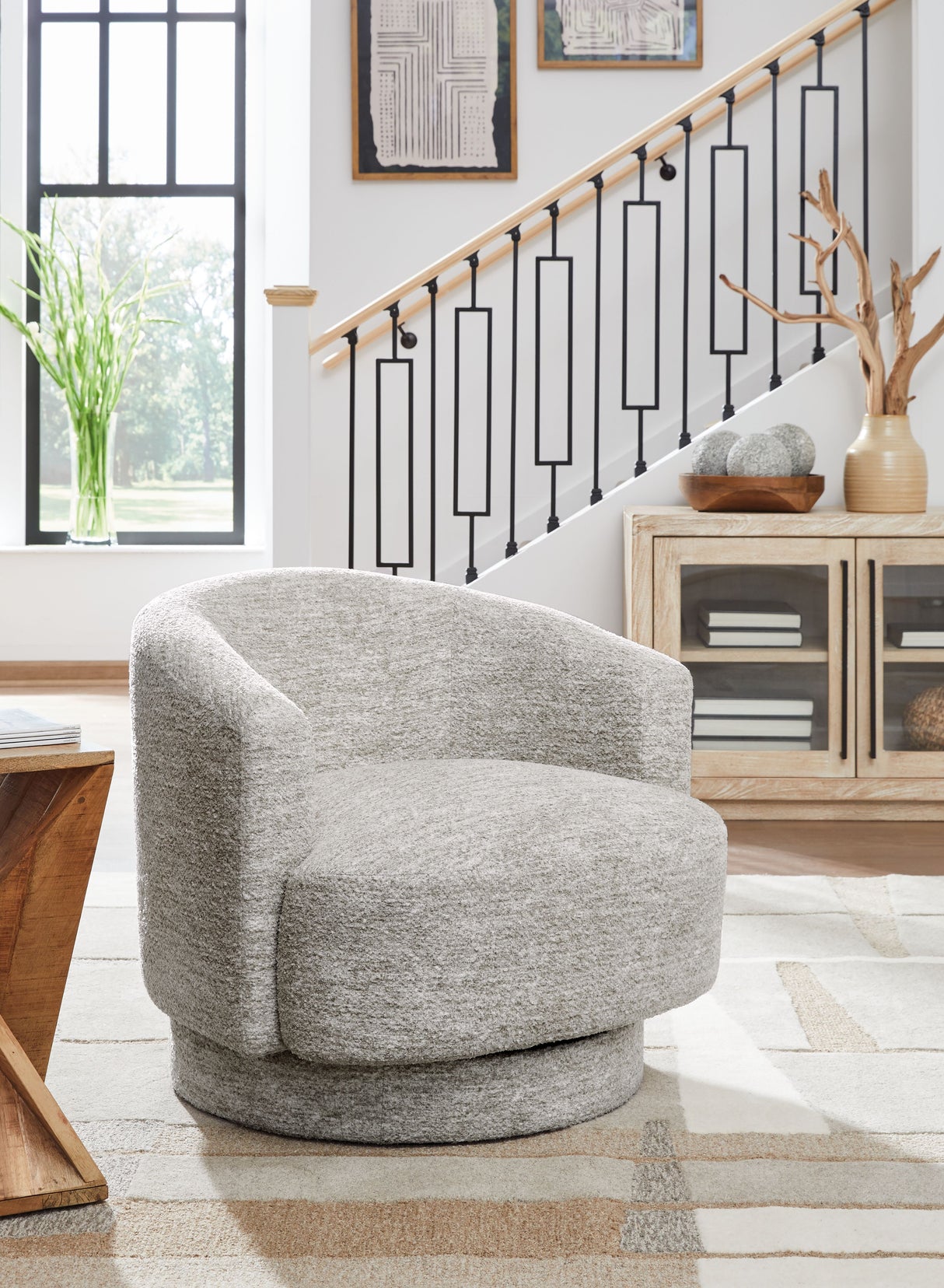 Wardsor - Stone - Swivel Chair by Signature Design by Ashley® | Bel Furniture