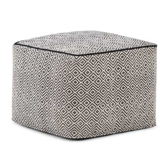 Brynn - Square Pouf - Patterned Black / Natural by Simpli-Home | Bel Furniture