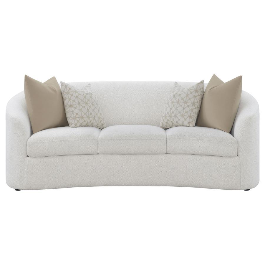Rainn - Boucle Upholstered Sloped Arm Sofa - Latte by CoasterEssence | Bel Furniture