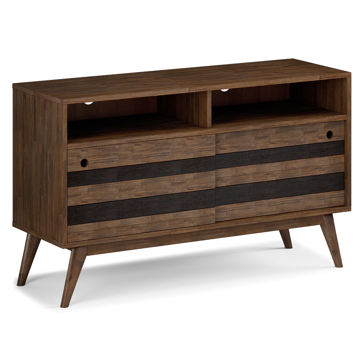 Clarkson - TV Stand - Rustic Natural Aged Brown by Simpli-Home | Bel Furniture