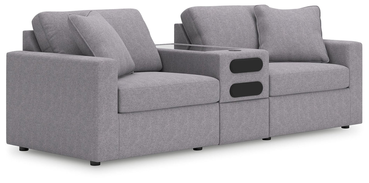 Modmax - Granite - Sectional Gray 3 Pc. Sectional With Audio Console by Signature Design by Ashley® | Bel Furniture