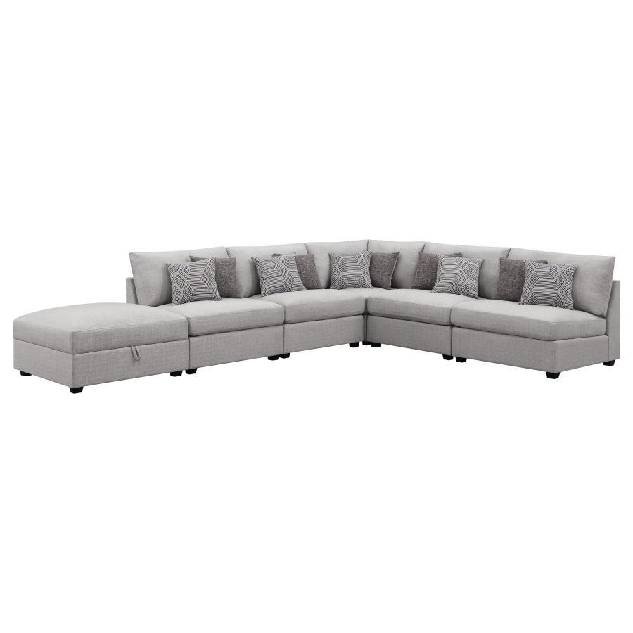 Cambria - Upholstered Modular Sectional Sofa Gray 6 Pc. LAF Sectional, Ottoman by CoasterElevations | Bel Furniture