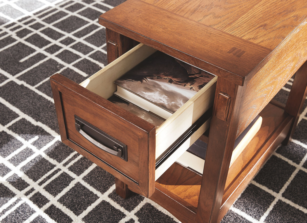 Breegin - Brown - Chair Side End Table - 1 Drawer by Signature Design by Ashley® | Bel Furniture