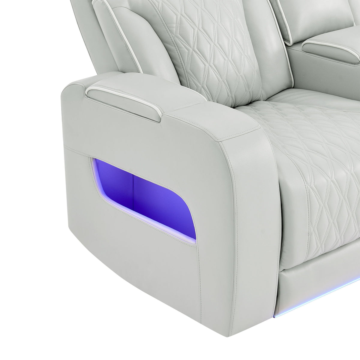 Julian - Power Reclining Sofa With Footrest And LED Lighting - Silver