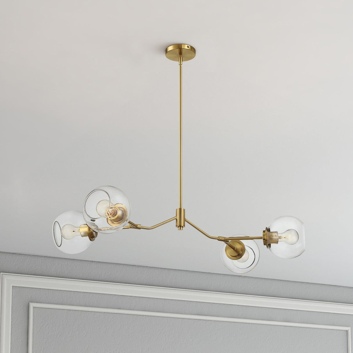 Jewel - 4 Lights Modern Farmhouse Chandelier Ceiling Hanging Light Fixture - Clear / Gold by Ashcroft Furniture | Bel Furniture
