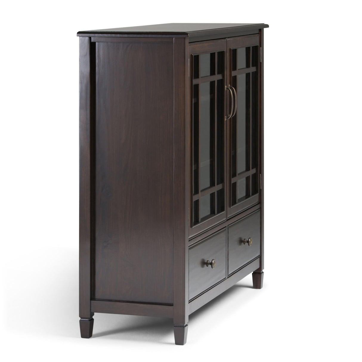 Connaught - Tall Storage Cabinet - Dark Chestnut Brown by Simpli-Home | Bel Furniture