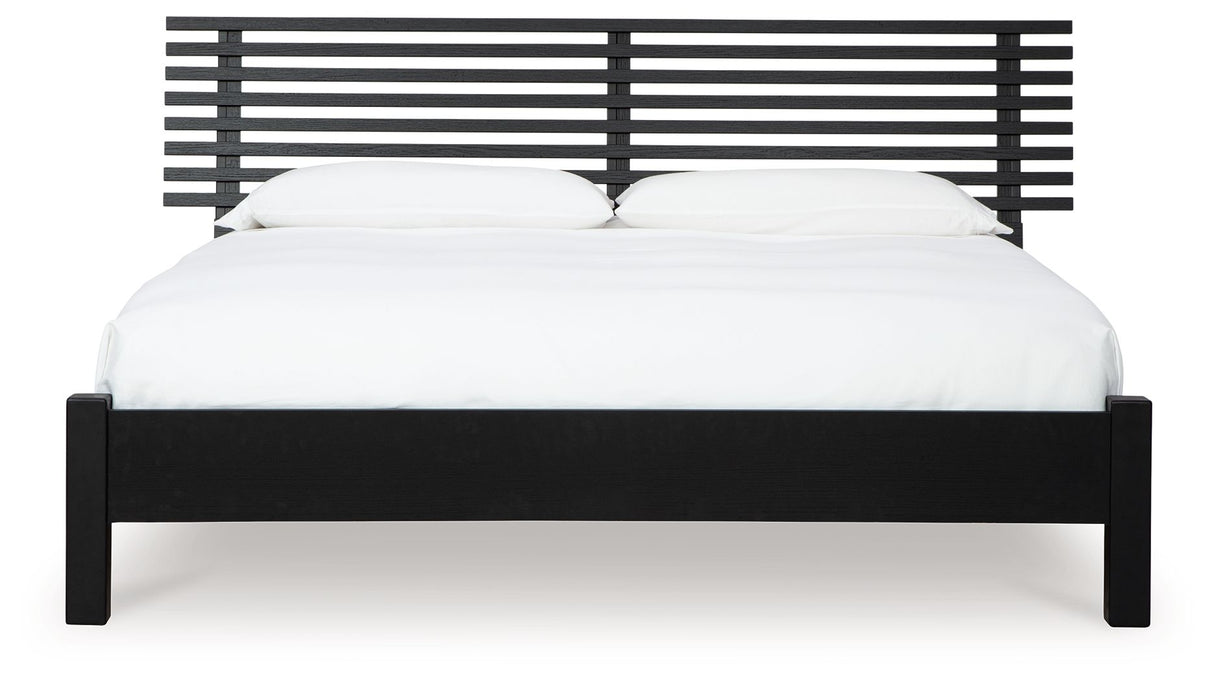 Danziar - King Slat Panel Bed With Low Footboard - Black