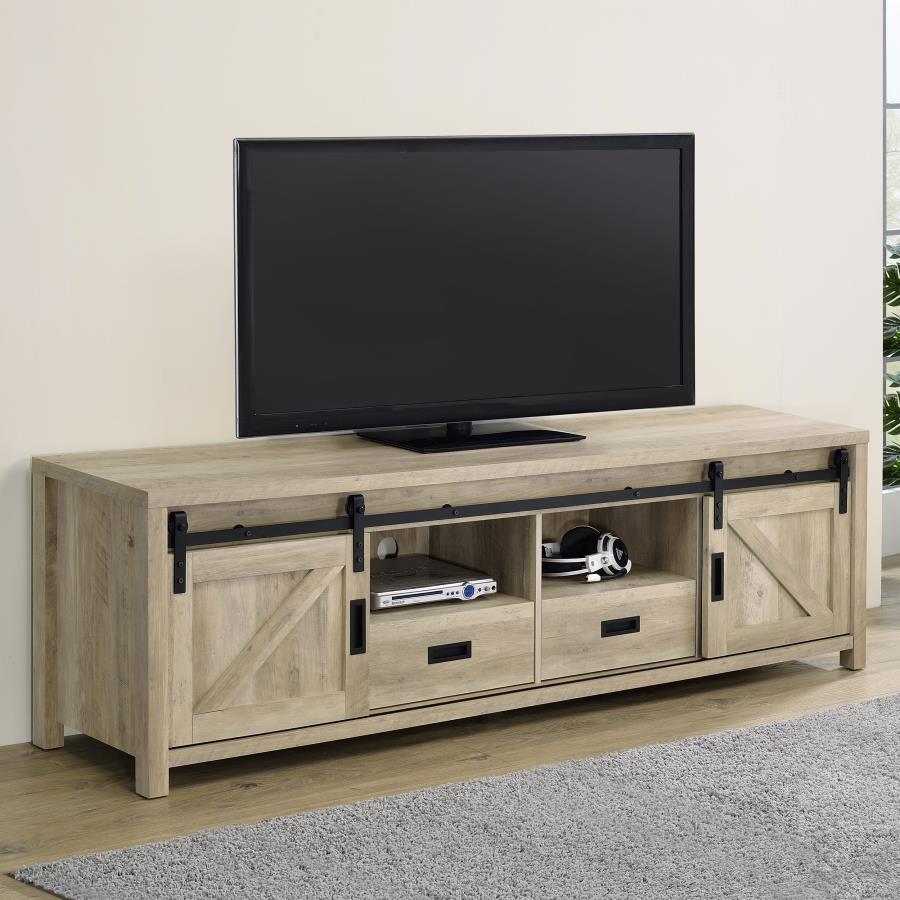 Madra - 2-Door Engineered Wood TV Stand by CoasterEssence | Bel Furniture