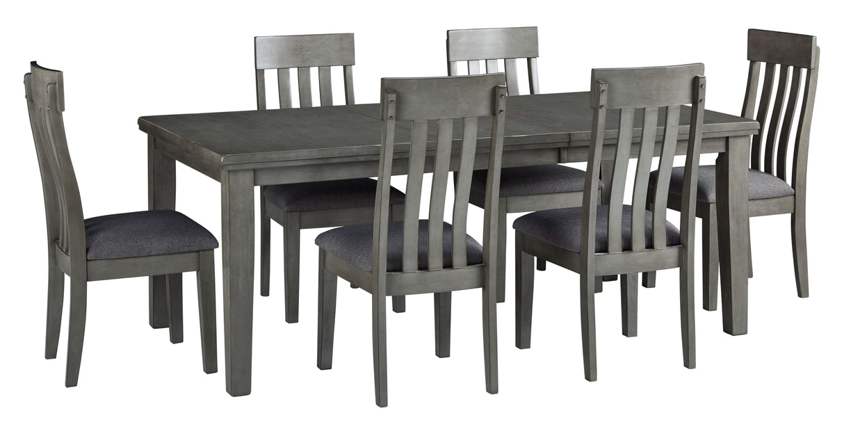 Hallanden - Dining Room Set Dark Gray 7 Pc. Extension Table, 6 Side Chairs by Signature Design by Ashley® | Bel Furniture