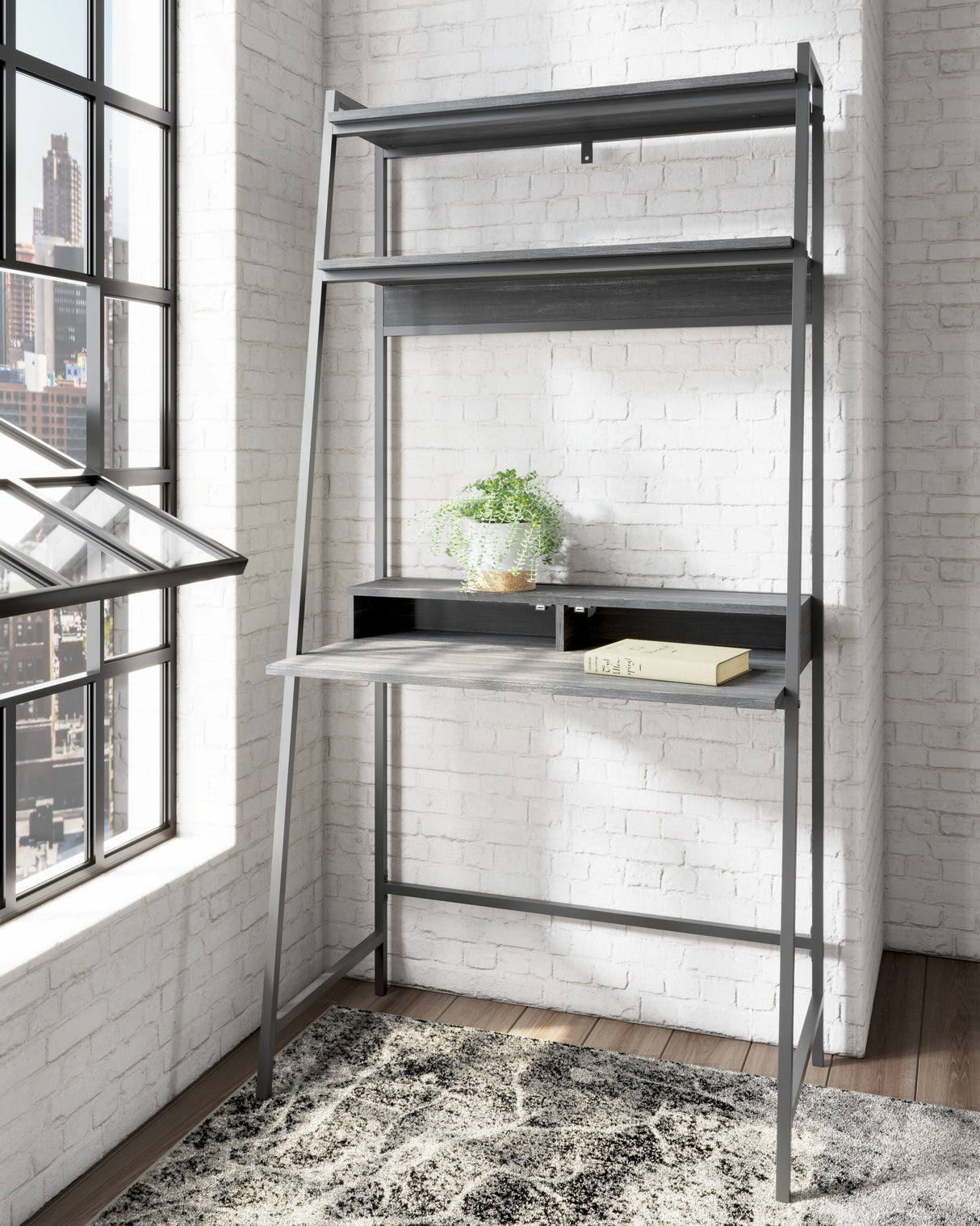 Yarlow - Black - Home Office Desk and Shelf by Signature Design by Ashley® | Bel Furniture