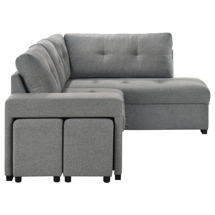 Roanne - Fabric Upholstered Sleeper Sectional Sofa - Gray