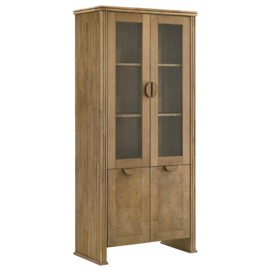 Adina - Tall Display Cabinet - Distressed Light Brown by Coaster Fine Furniture | Bel Furniture