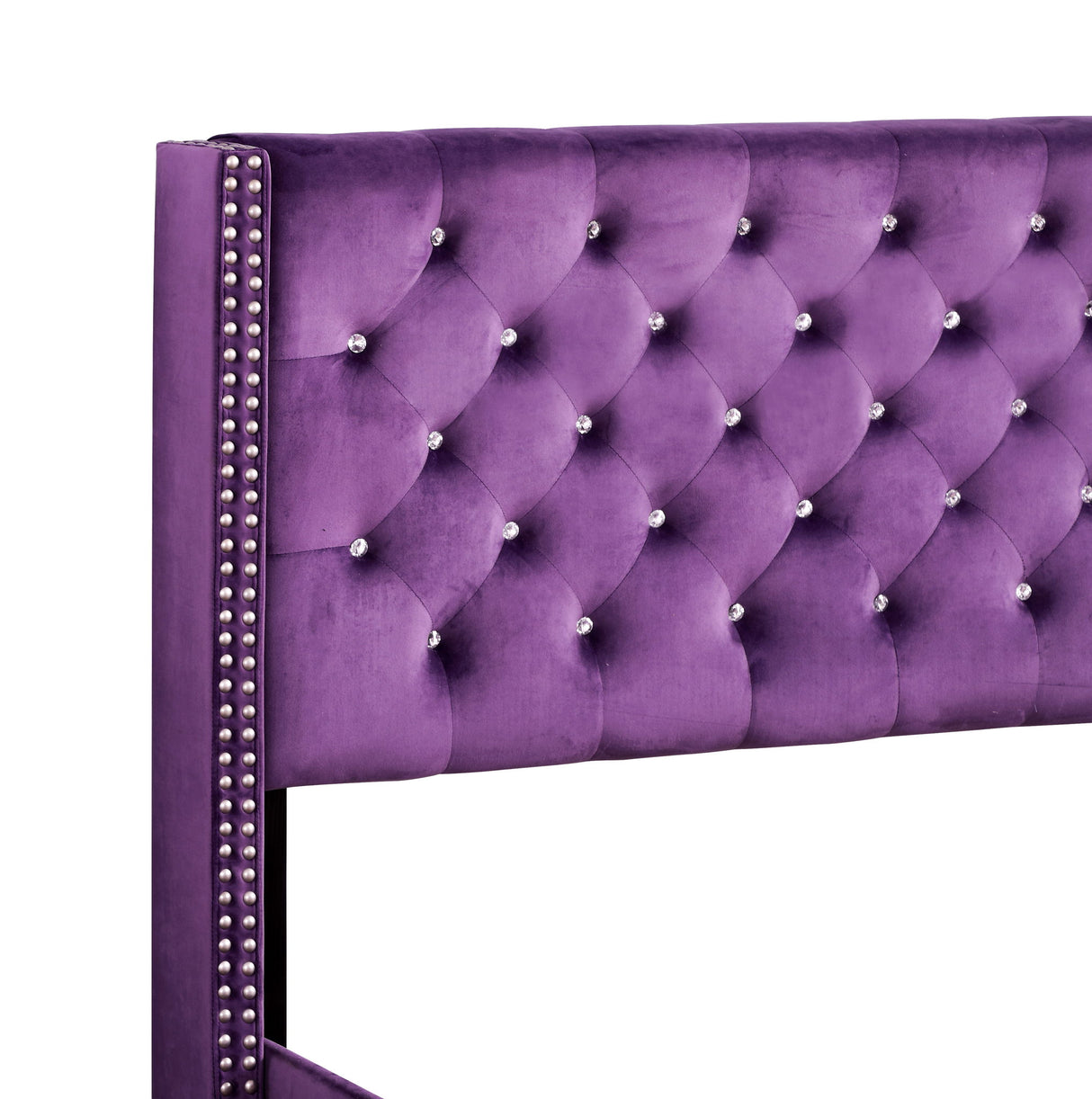 Upholstered Nailhead Trim Chic Bed - view 46
