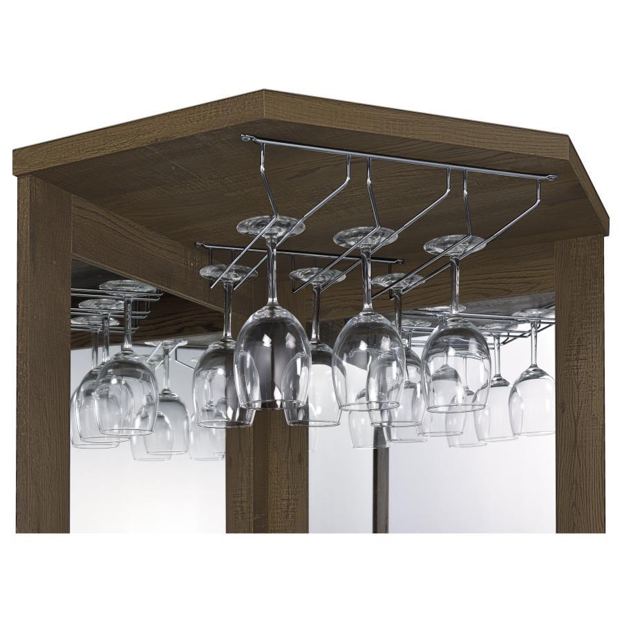 Alviso - 1-Drawer Corner Home Bar Wine Cabinet - Rustic Oak by CoasterEveryday | Bel Furniture